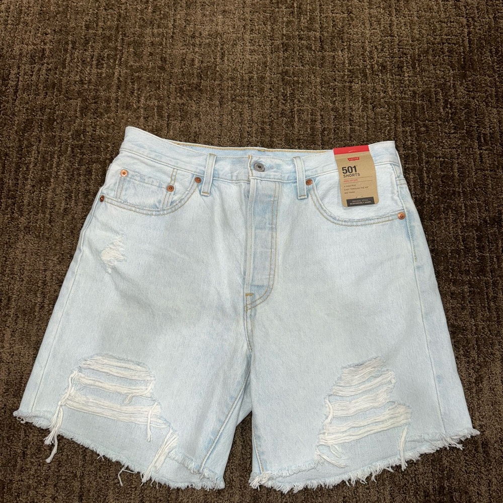 Levi's Women's Distressed Light Blue Jean Shorts